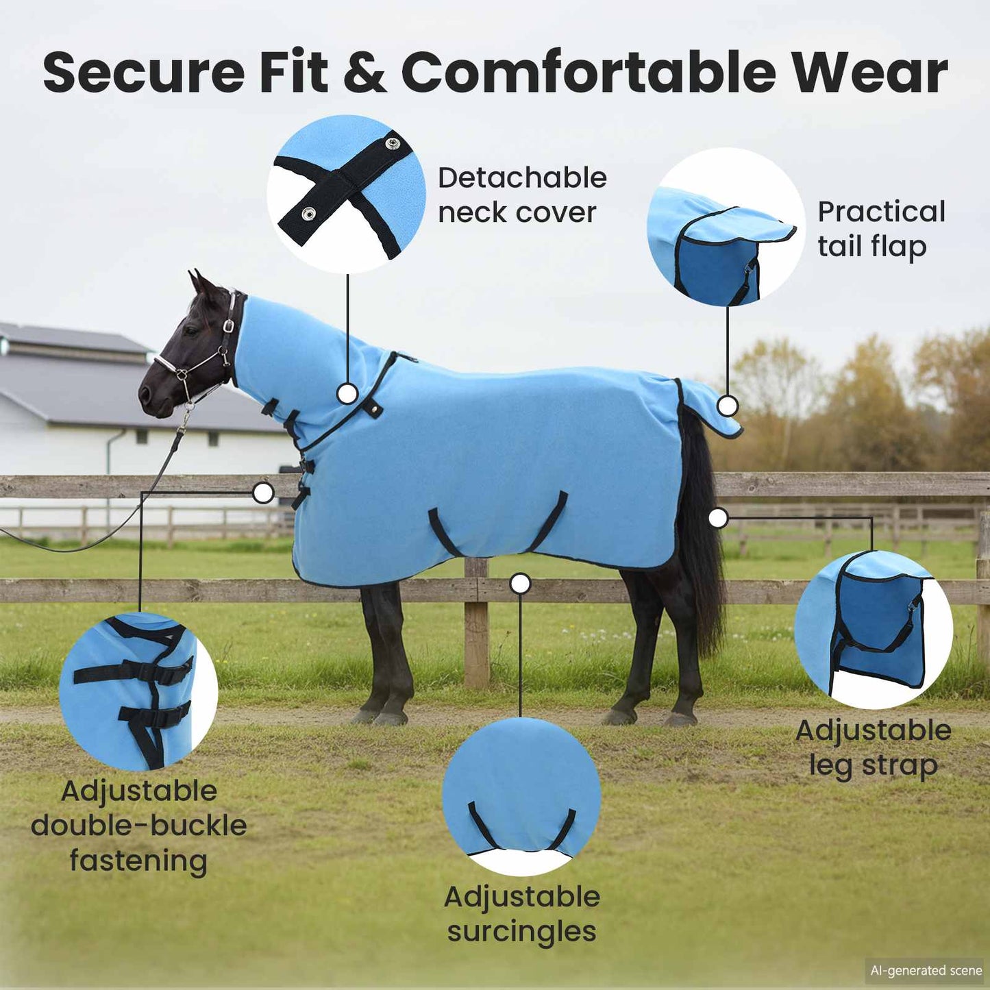 Horse Blanket Full Aqua 95 cm Polyester