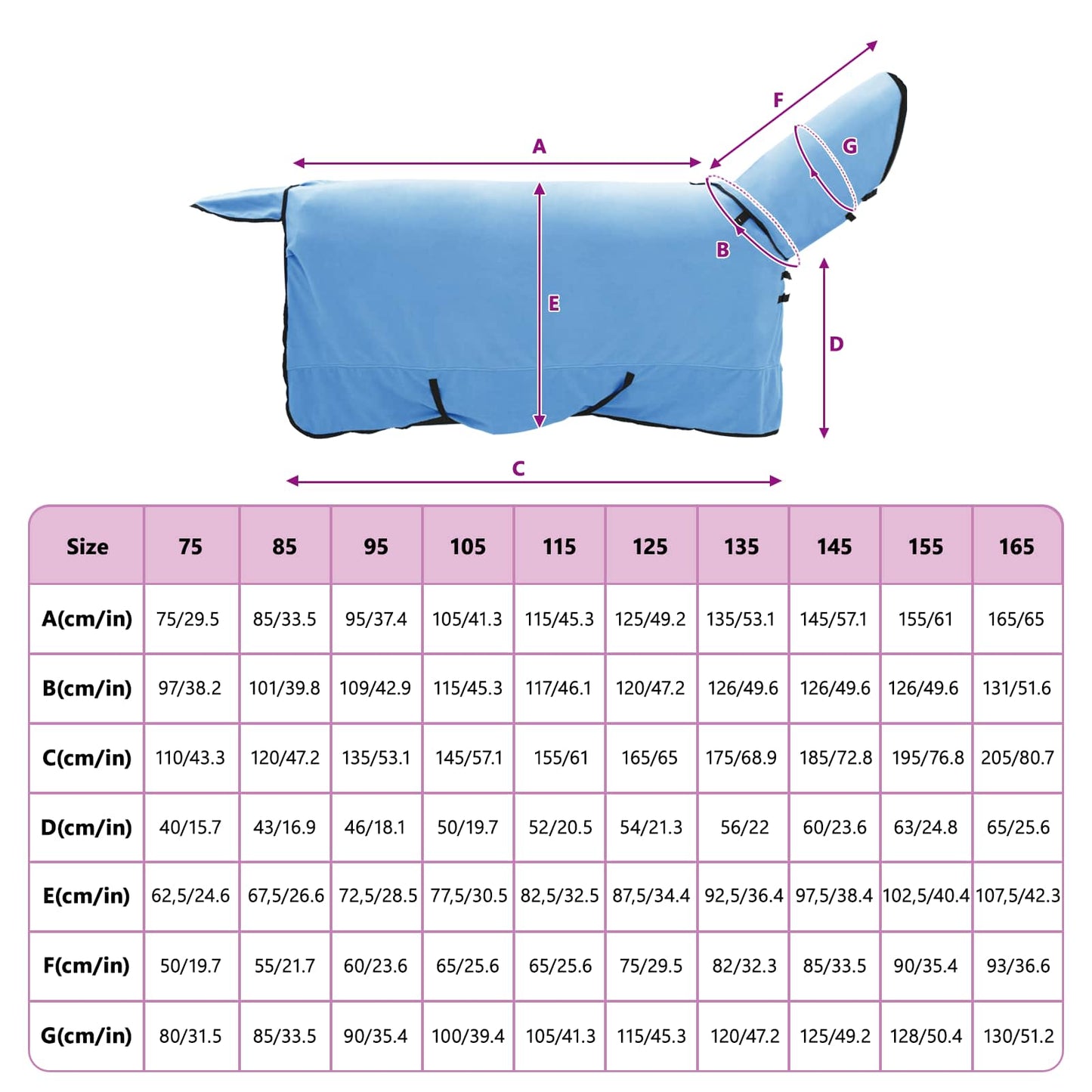 Horse Blanket Full Aqua 125 cm Polyester