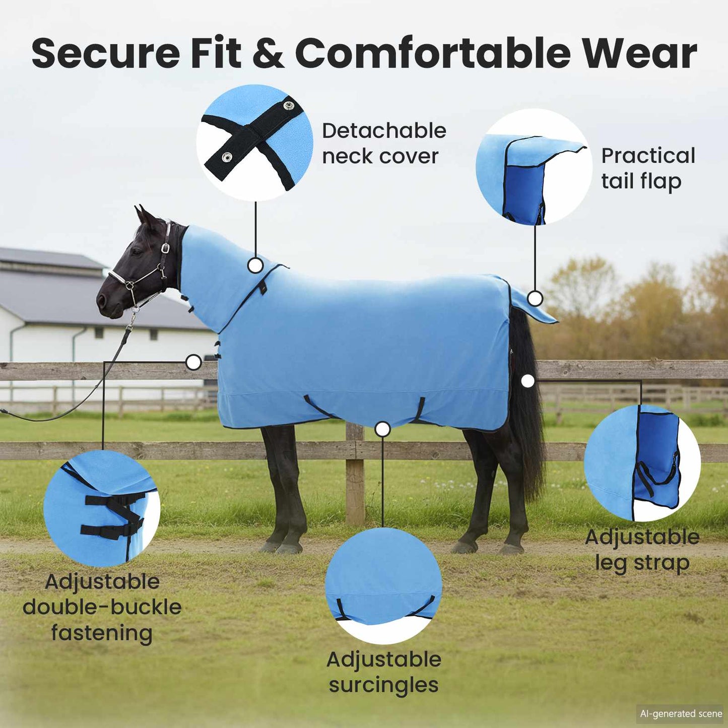 Horse Blanket Full Aqua 135 cm Polyester