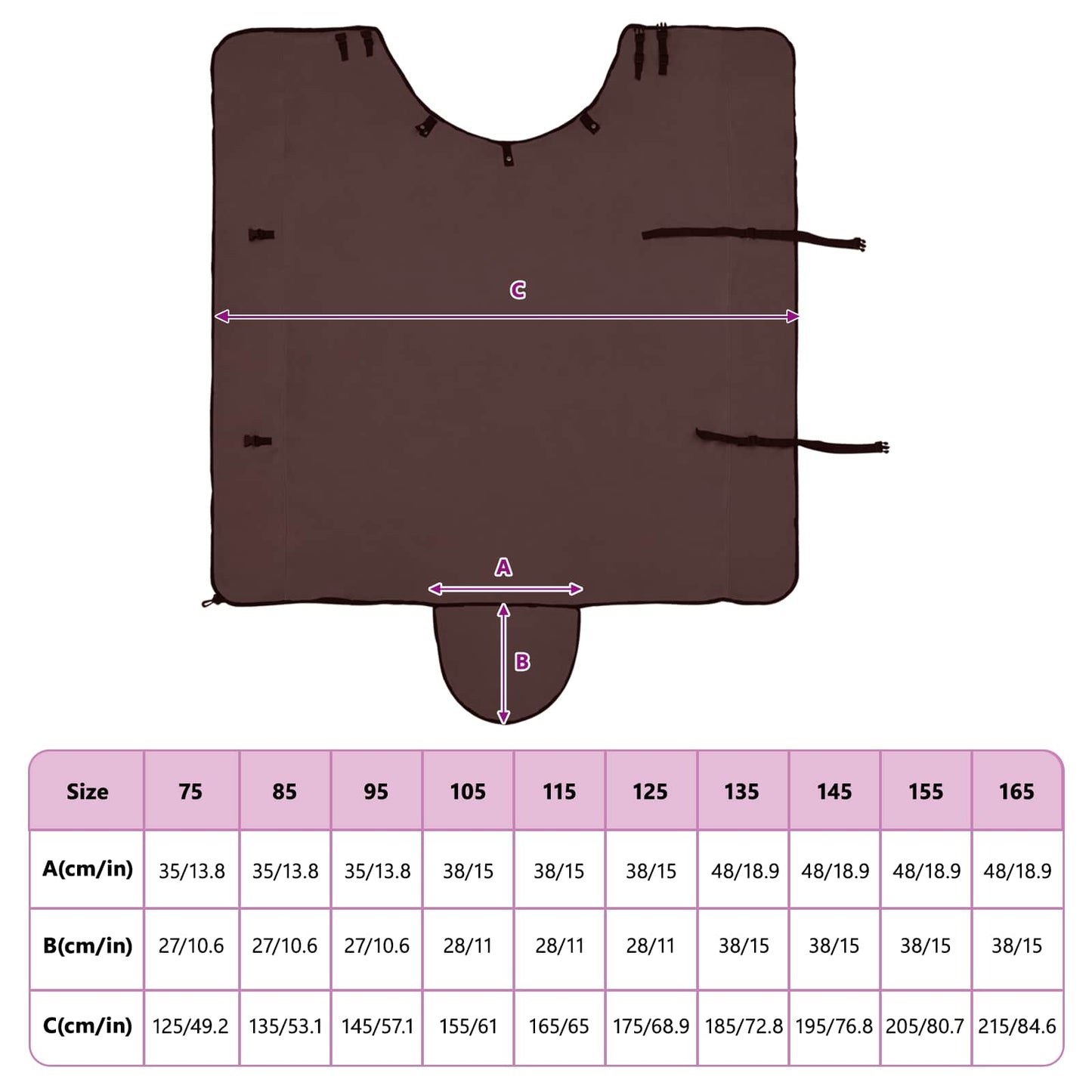 Horse Blanket Full Dark Brown 165 cm Polyester