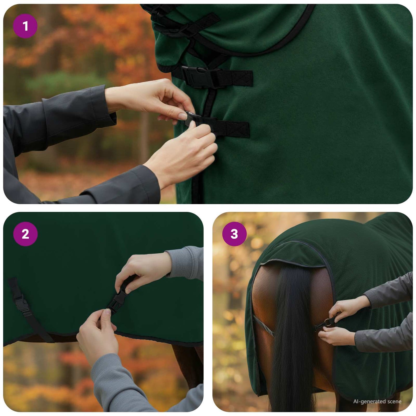 Horse Blanket Full Dark Green 115 cm Polyester