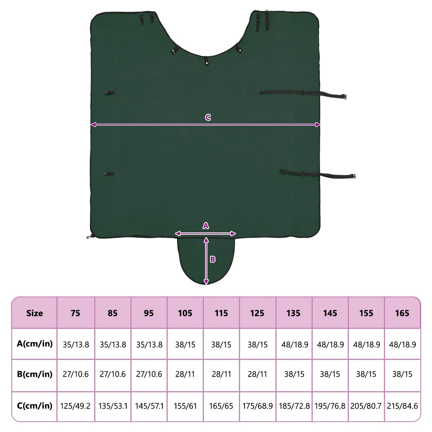 Horse Blanket Full Dark Green 155 cm Polyester
