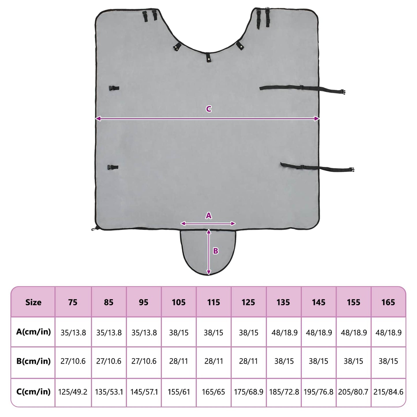 Horse Blanket Full Light Grey and Pink 85 cm Polyester