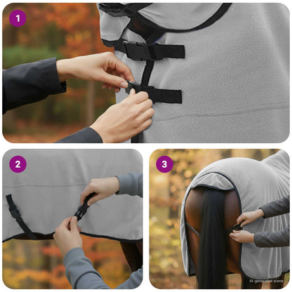 Horse Blanket Full Light Grey and Pink 125 cm Polyester