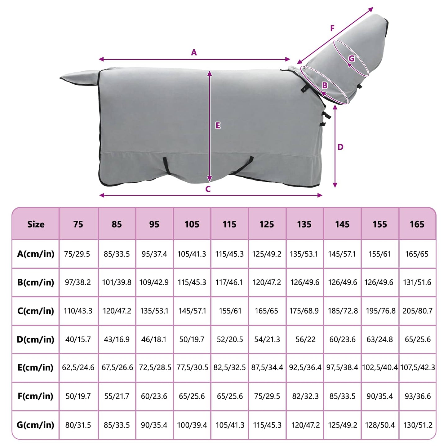 Horse Blanket Full Light Grey and Pink 125 cm Polyester
