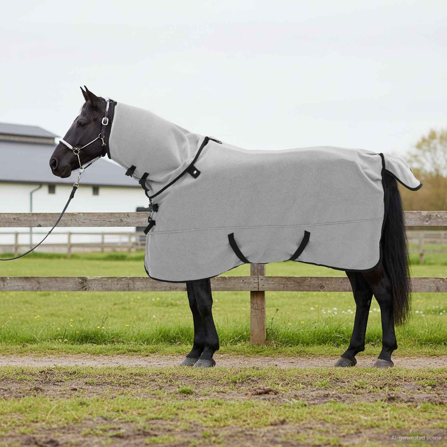 Horse Blanket Full Light Grey and Pink 135 cm Polyester