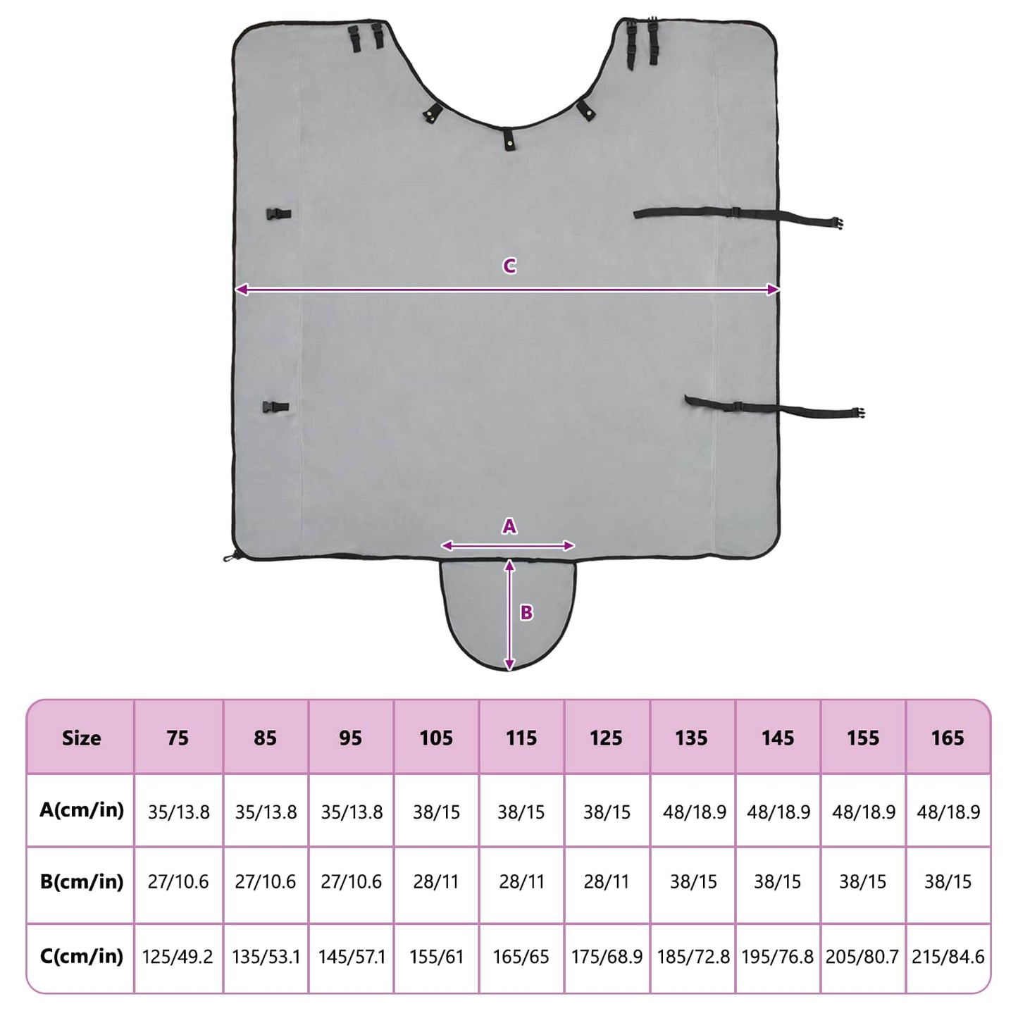 Horse Blanket Full Light Grey and Pink 135 cm Polyester