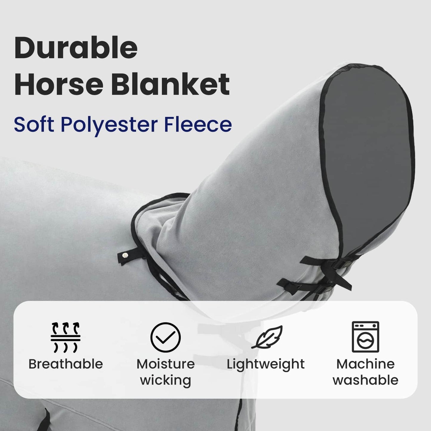 Horse Blanket Full Light Grey and Pink 145 cm Polyester