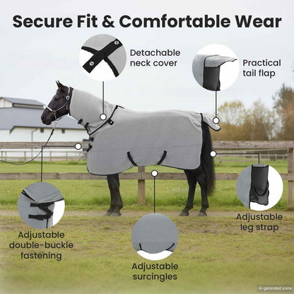 Horse Blanket Full Light Grey and Pink 145 cm Polyester