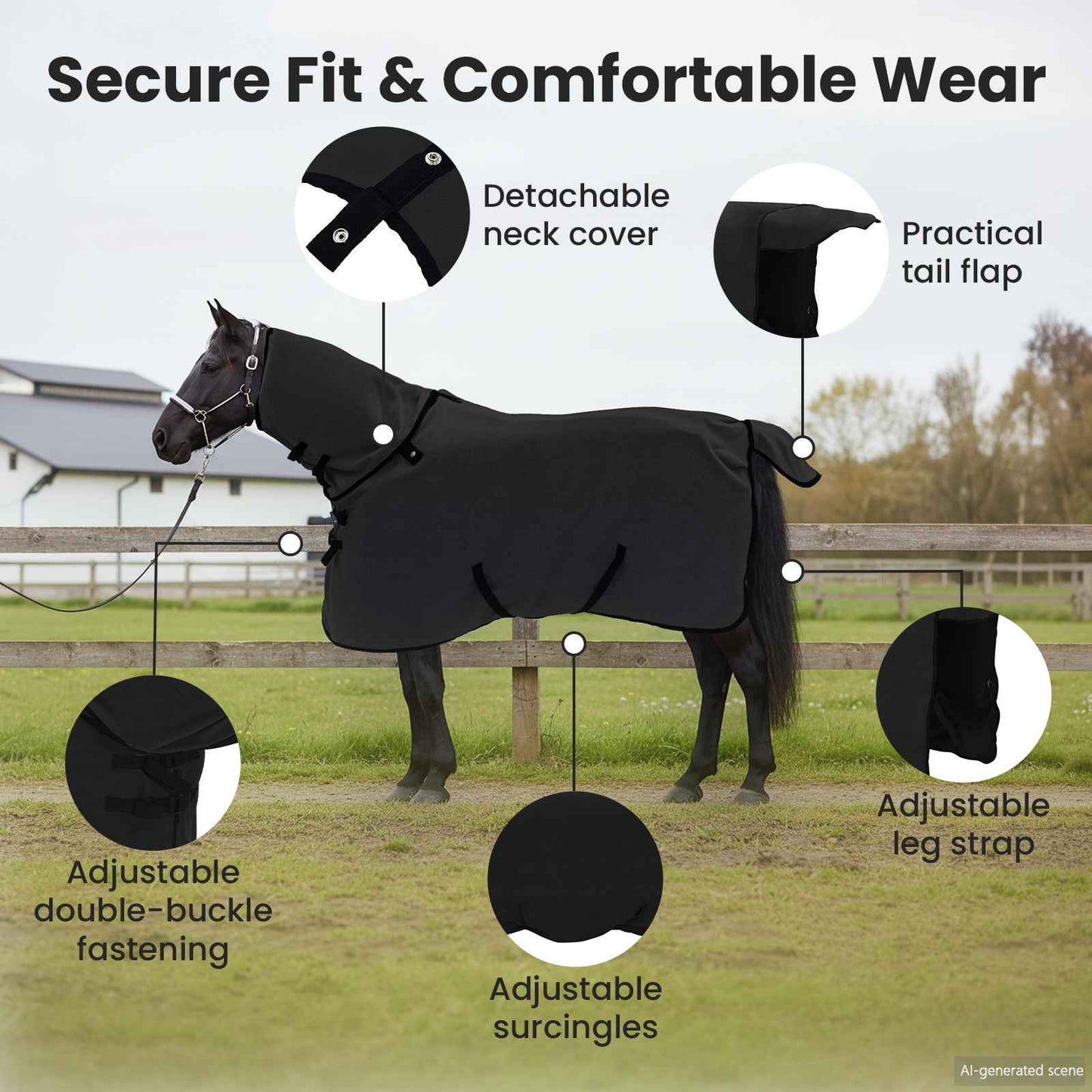 Horse Blanket Black 85 cm Polyester