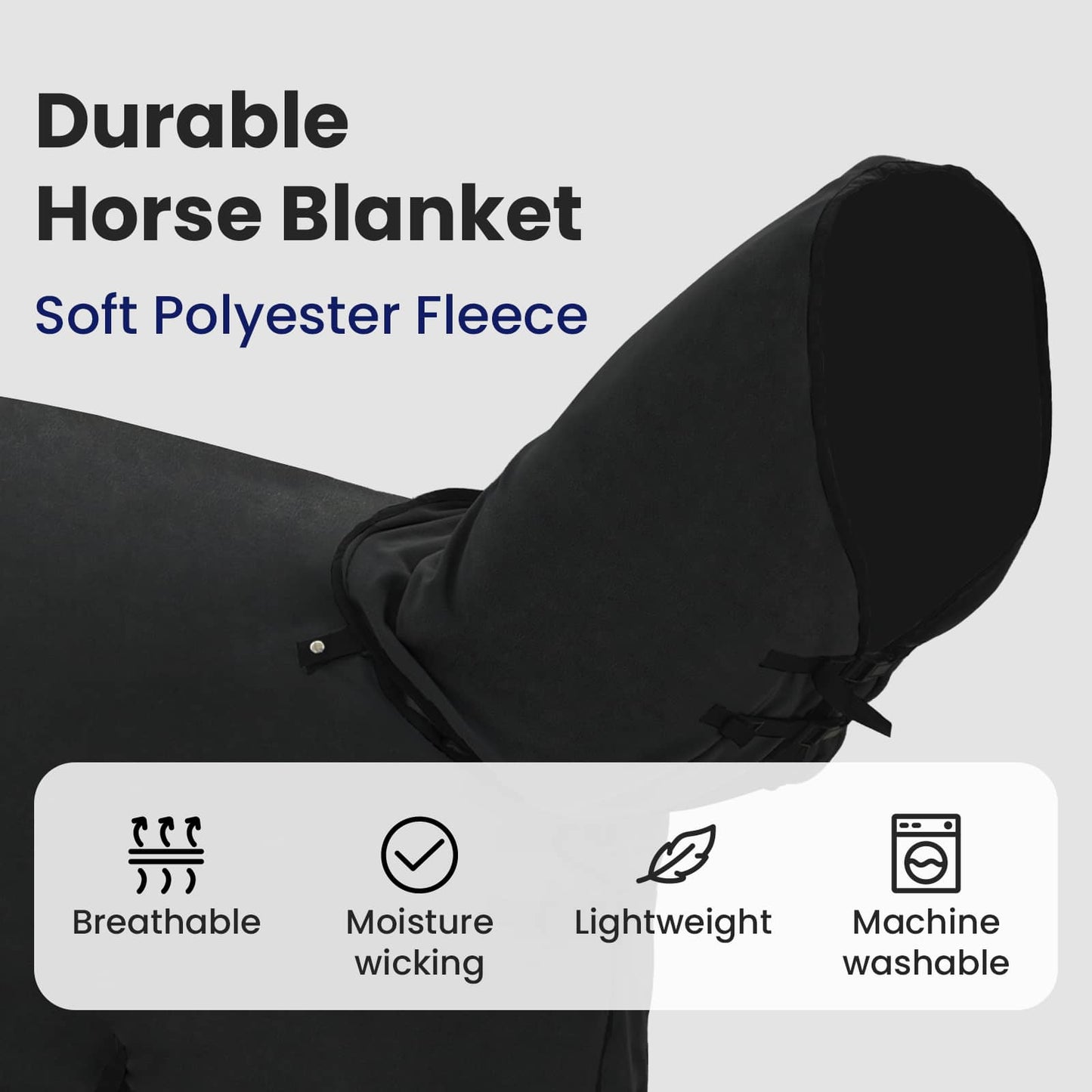 Horse Blanket Black 105 cm Polyester