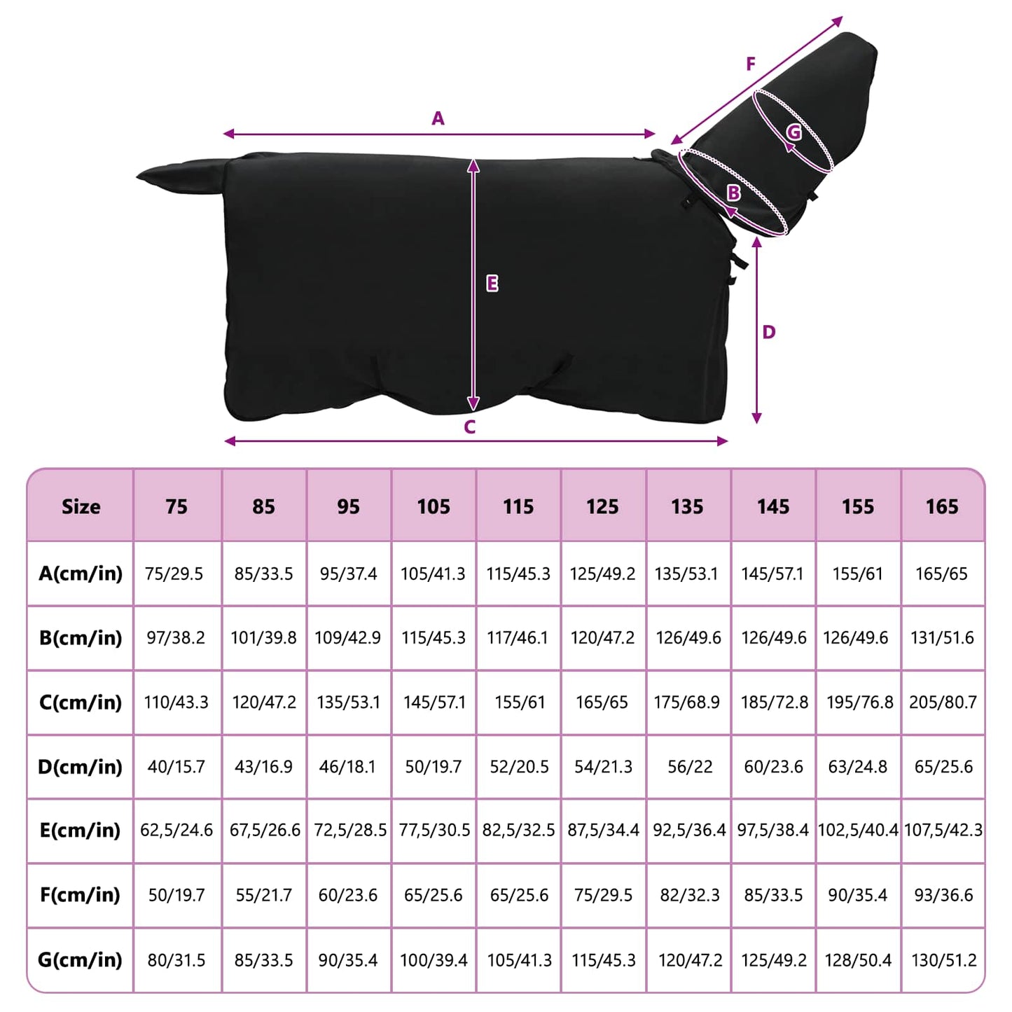 Horse Blanket Black 115 cm Polyester