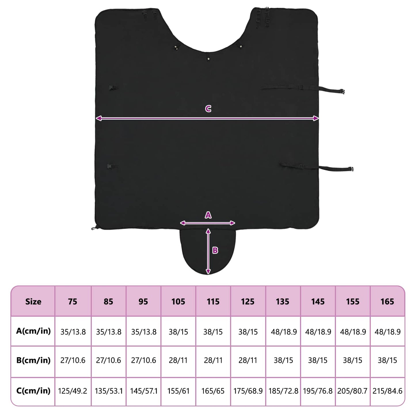Horse Blanket Black 115 cm Polyester