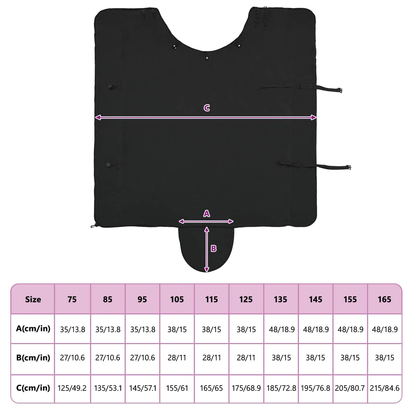 Horse Blanket Black 135 cm Polyester