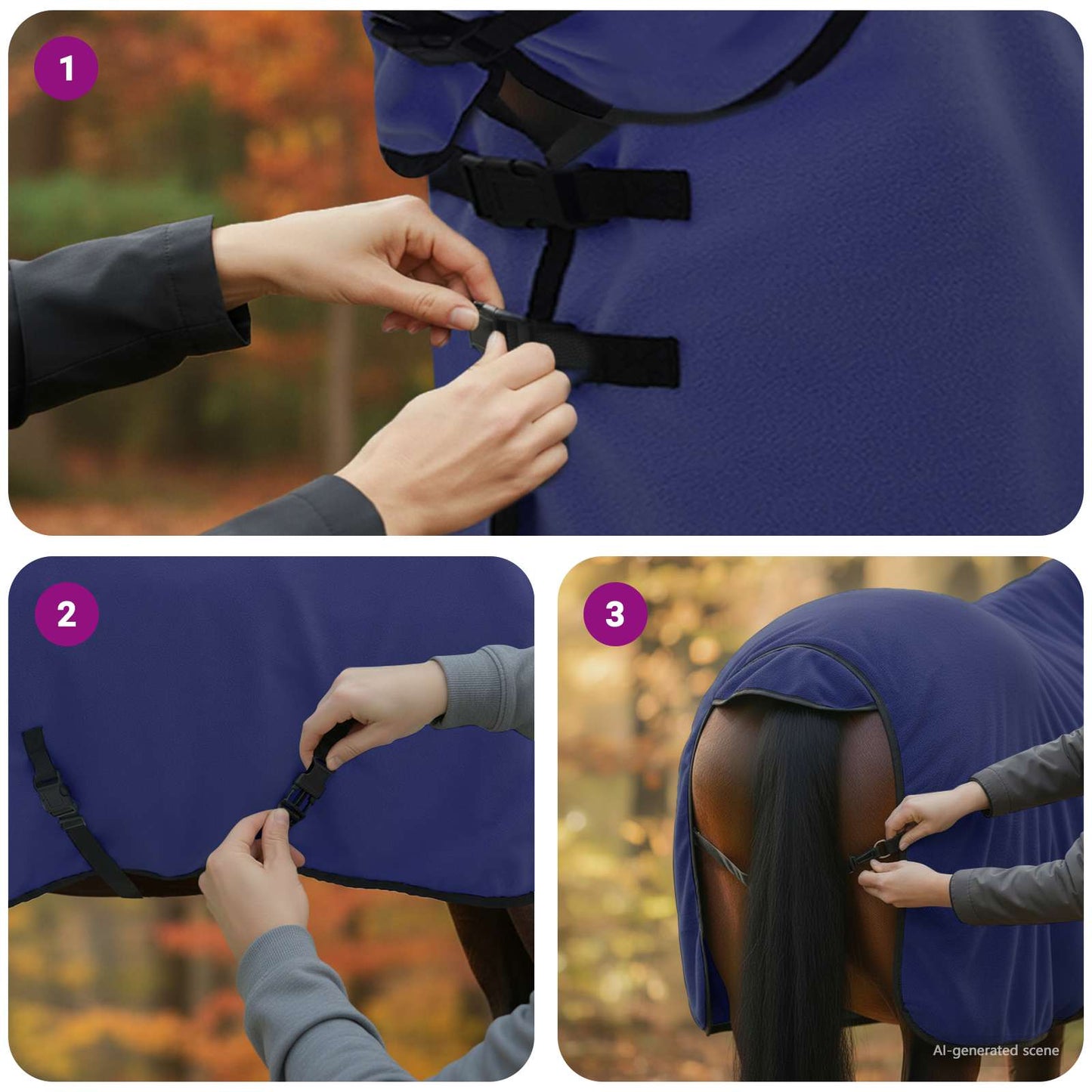 Horse Blanket Navy Blue 95 cm Polyester