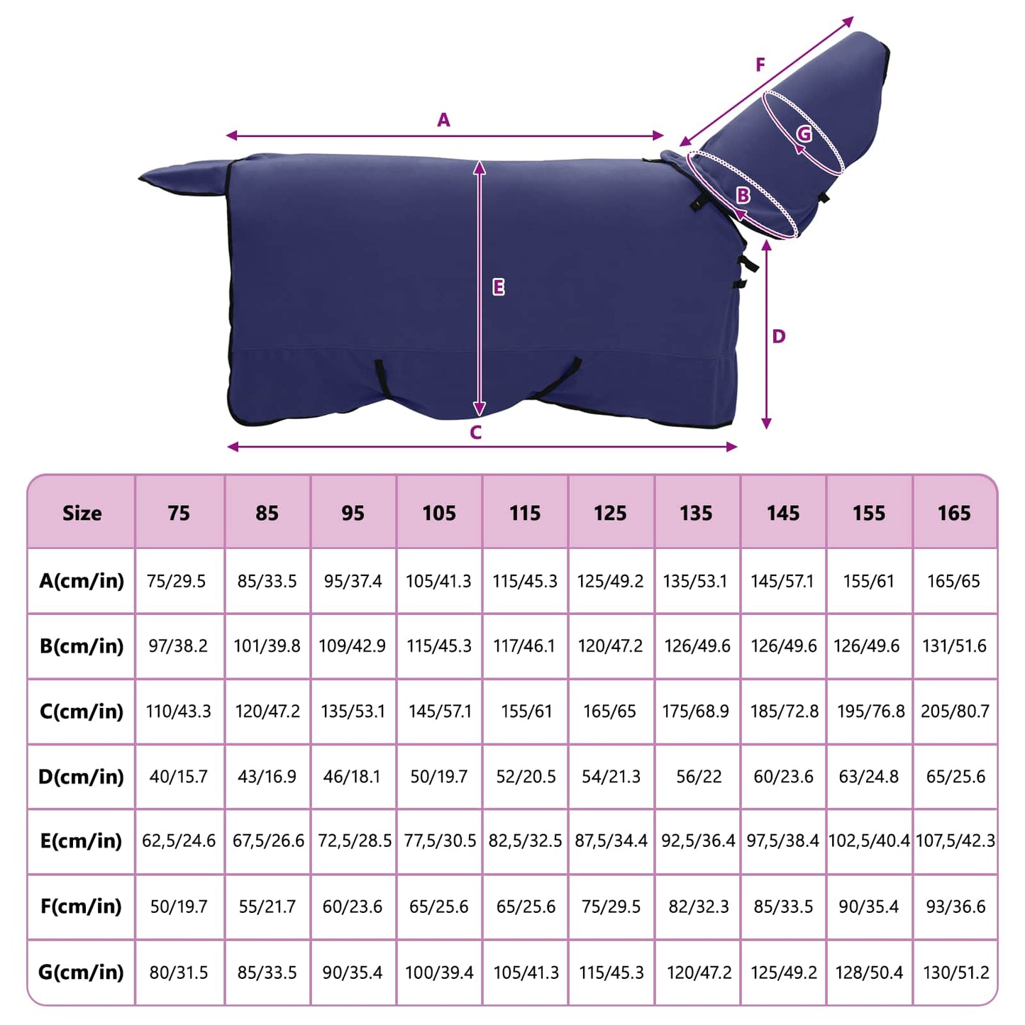 Horse Blanket Navy Blue 135 cm Polyester