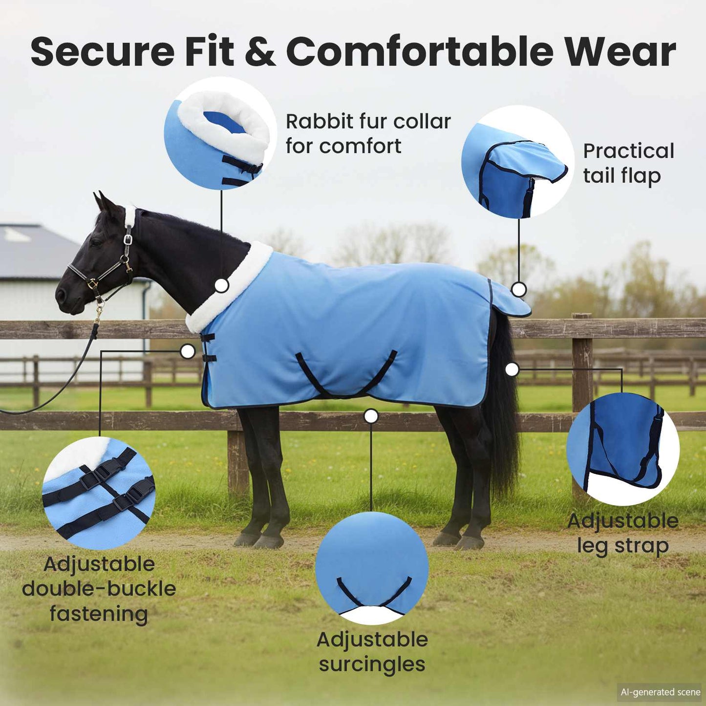 Horse Blanket Full Aqua 75 cm Polar fleece