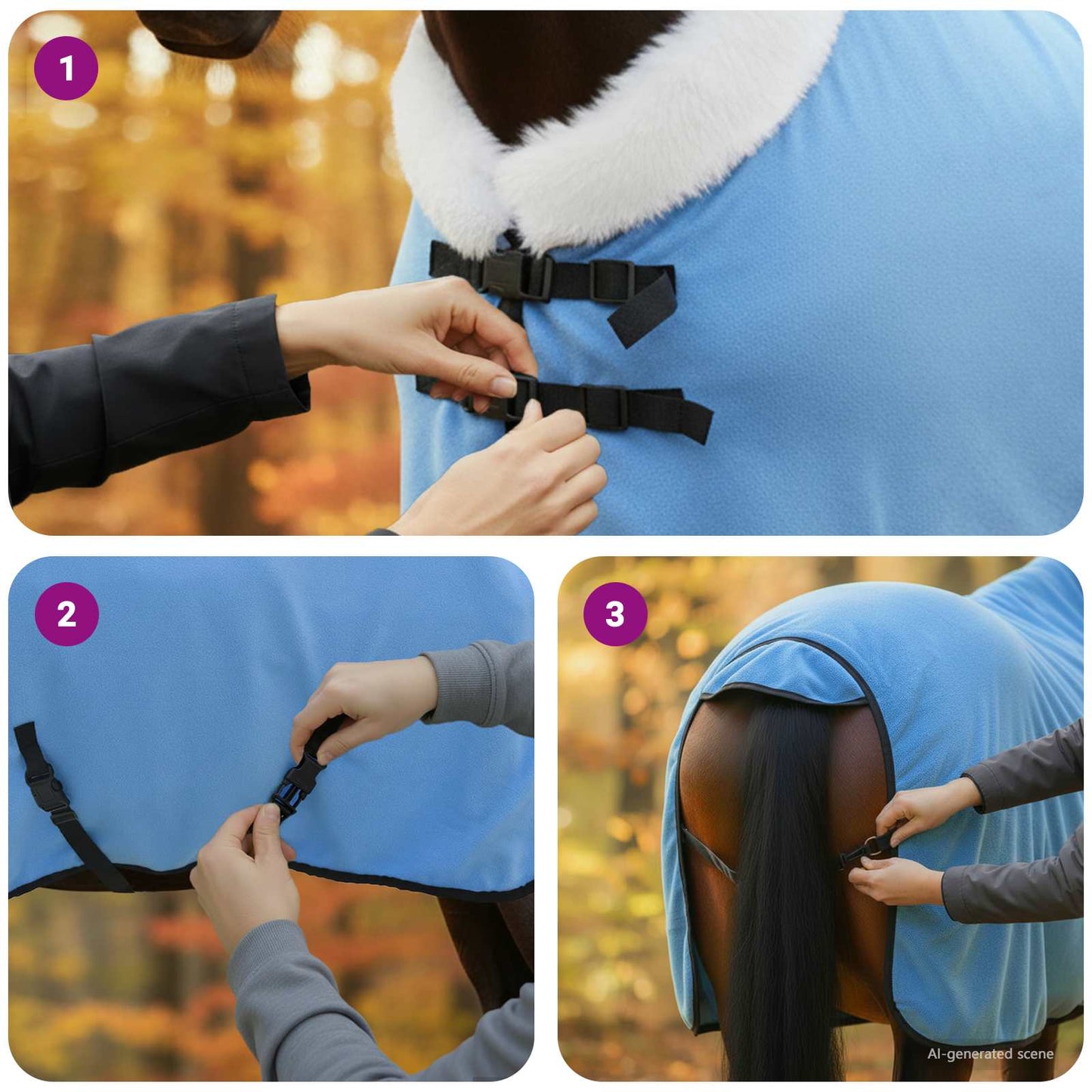 Horse Blanket Full Aqua 105 cm Polar fleece