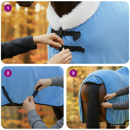 Horse Blanket Full Aqua 115 cm Polar fleece