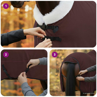 Horse Blanket Full Dark Brown 145 cm Polar fleece