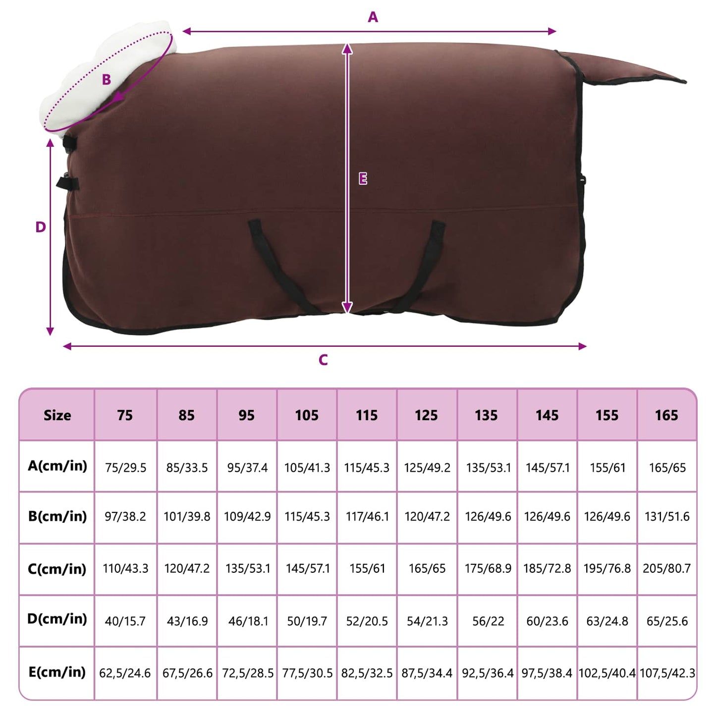 Horse Blanket Full Dark Brown 145 cm Polar fleece