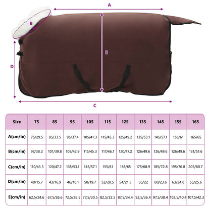 Horse Blanket Full Dark Brown 145 cm Polar fleece