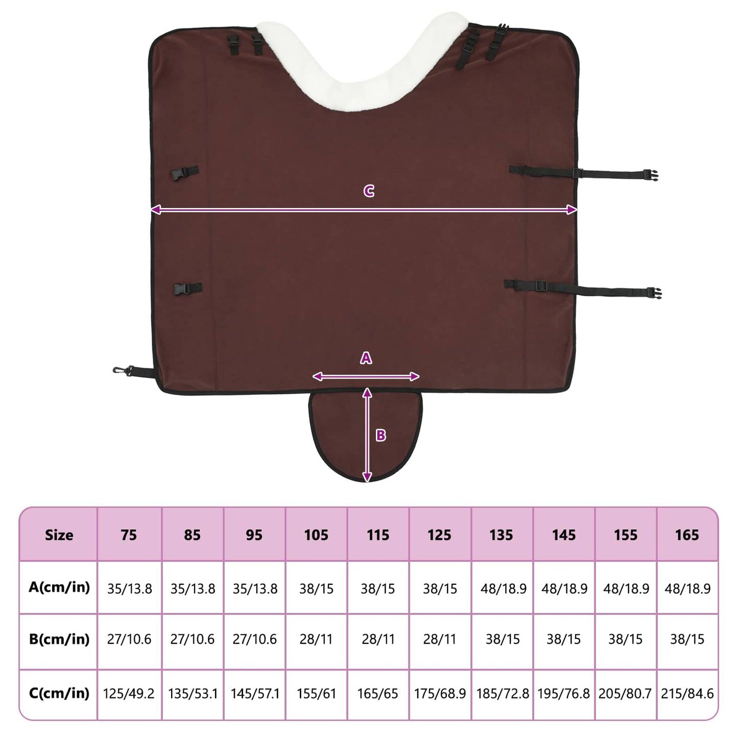 Horse Blanket Full Dark Brown 145 cm Polar fleece