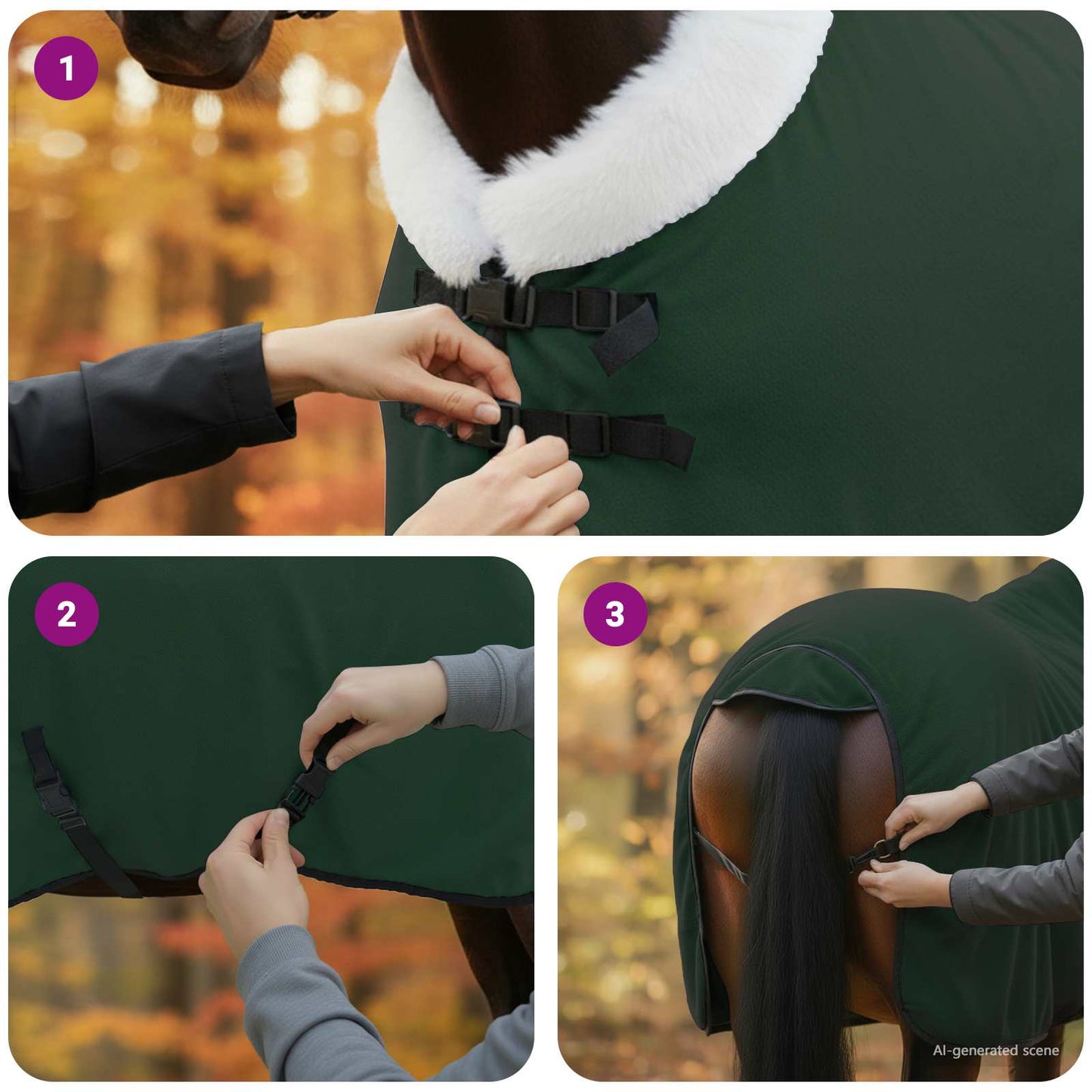 Horse Blanket Full Dark Green 75 cm Polar fleece
