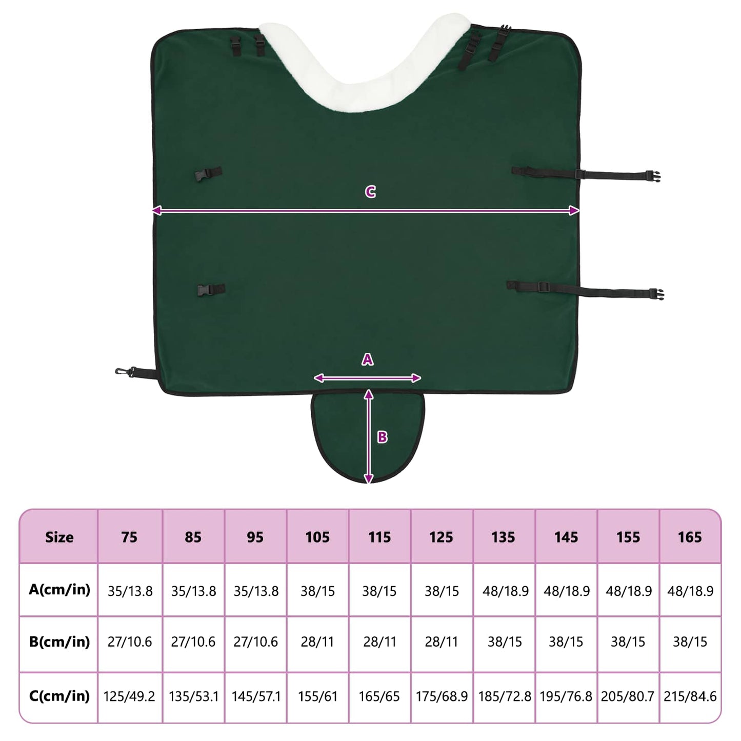 Horse Blanket Full Dark Green 95 cm Polar fleece