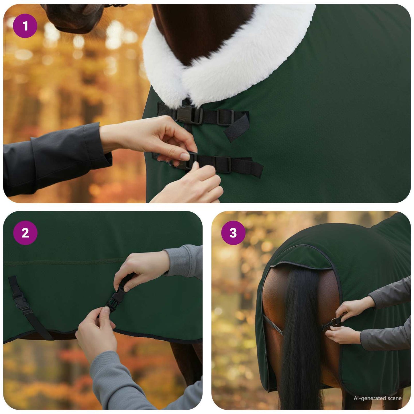 Horse Blanket Full Dark Green 135 cm Polar fleece