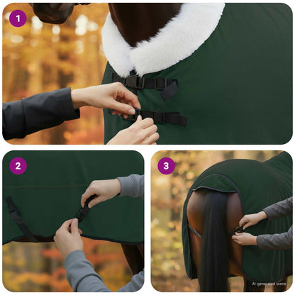 Horse Blanket Full Dark Green 155 cm Polar fleece