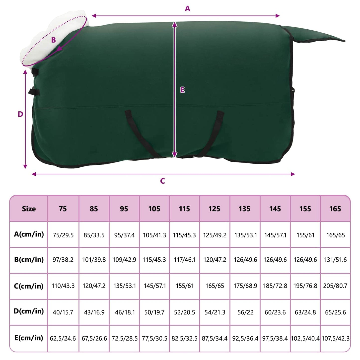 Horse Blanket Full Dark Green 155 cm Polar fleece