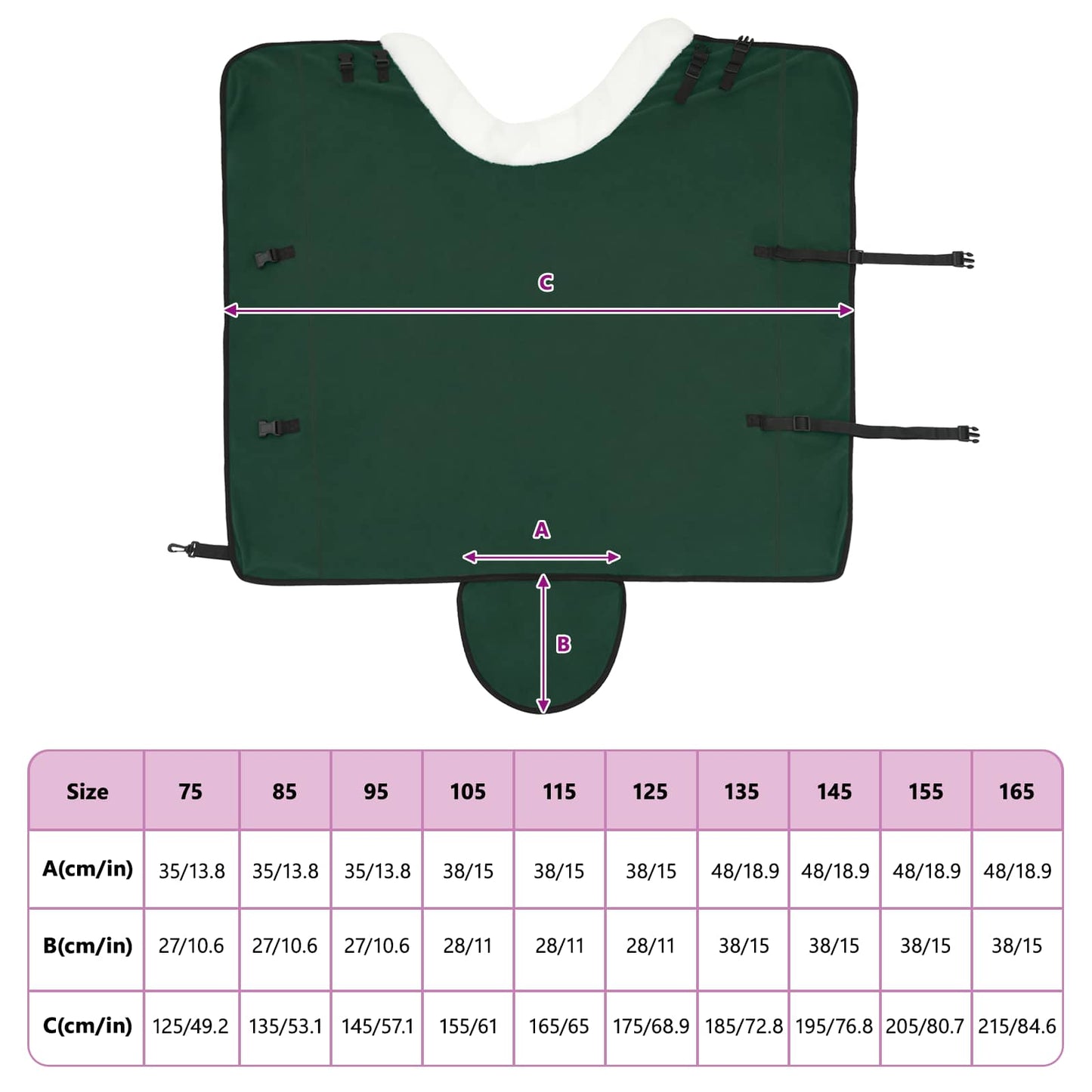 Horse Blanket Full Dark Green 165 cm Polar fleece