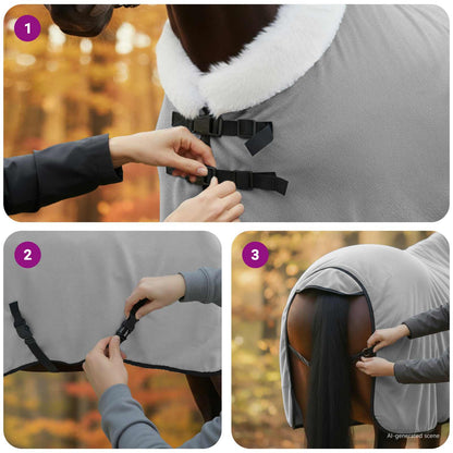 Horse Blanket Full Light Grey 75 cm Polar fleece