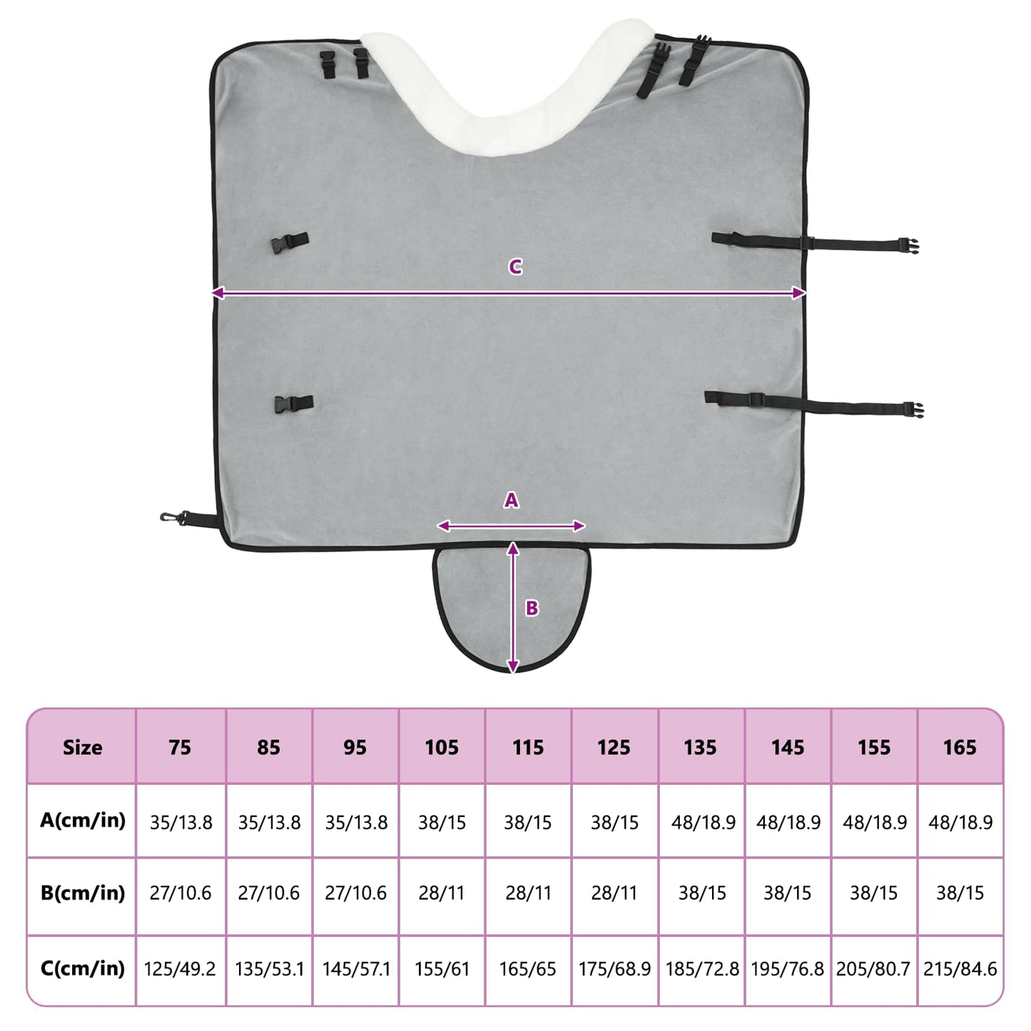 Horse Blanket Full Light Grey 75 cm Polar fleece