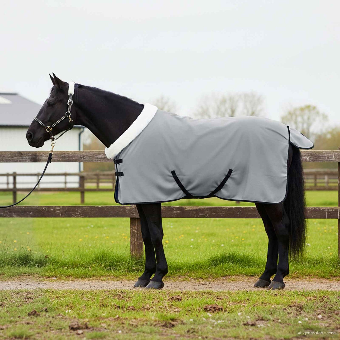 Horse Blanket Full Light Grey and Pink 115 cm Polar fleece