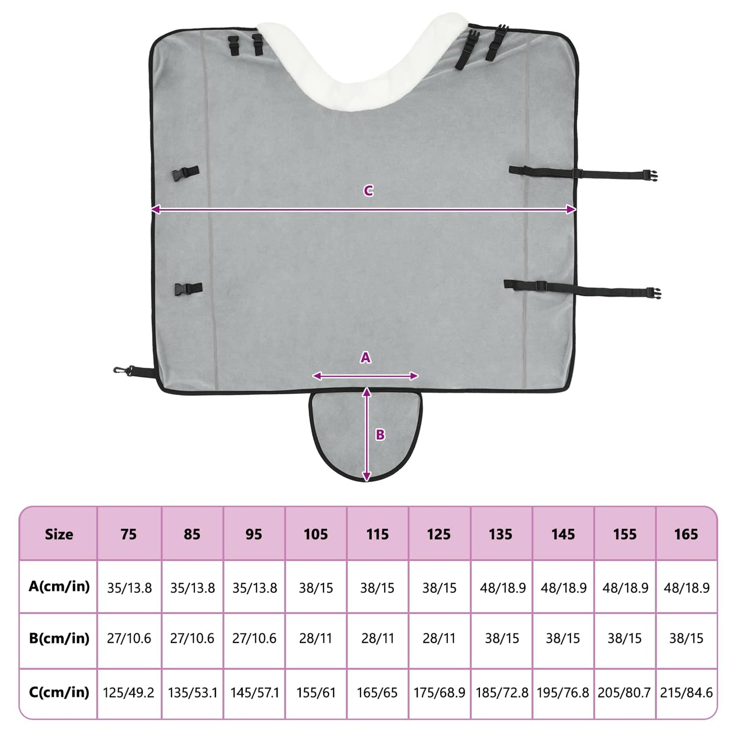 Horse Blanket Full Light Grey and Pink 145 cm Polar fleece