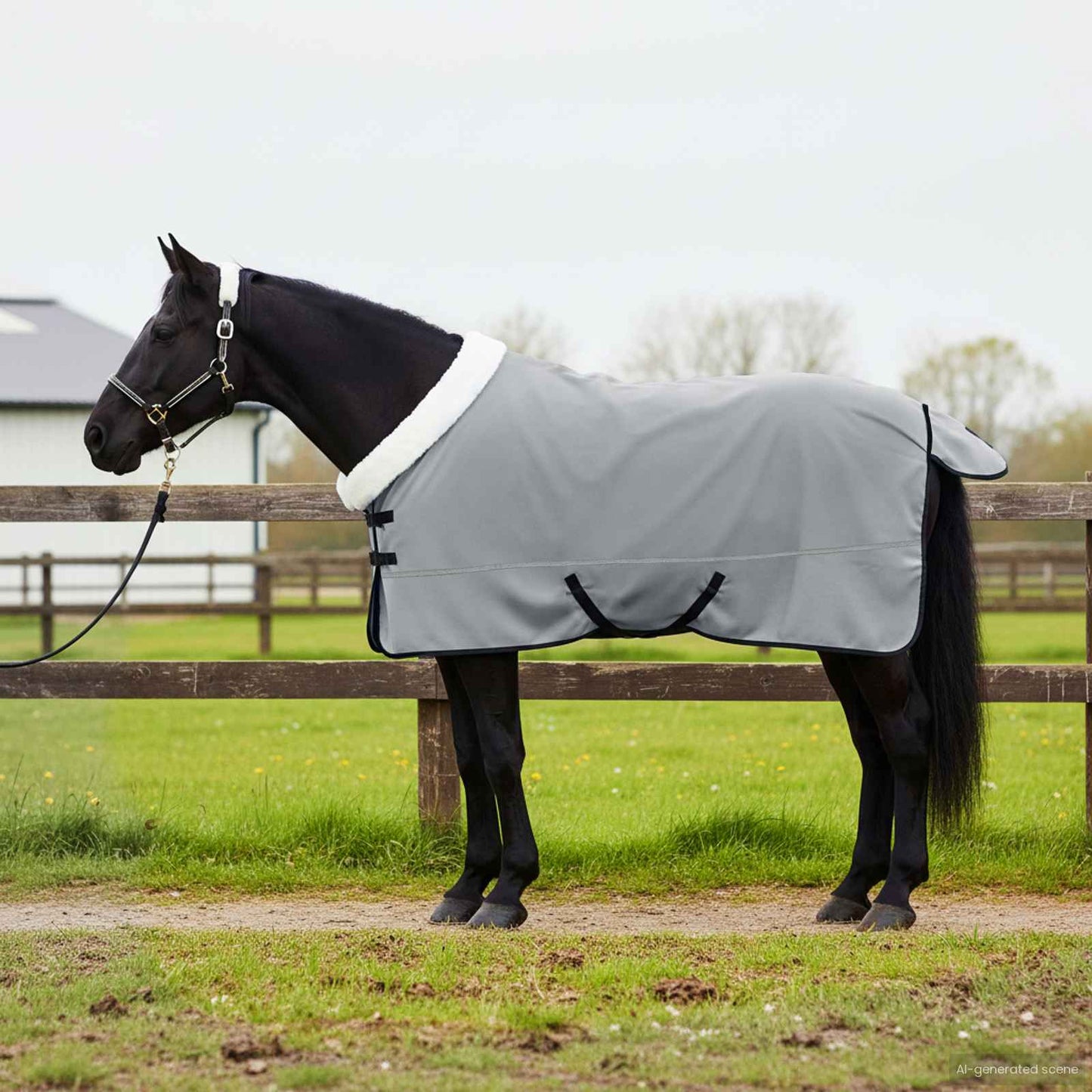 Horse Blanket Full Light Grey and Pink 165 cm Polar fleece