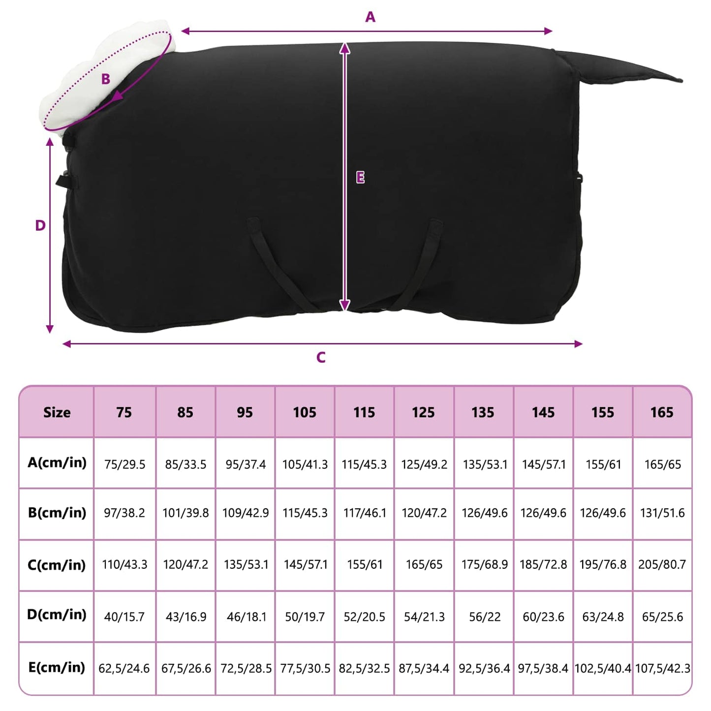 Horse Blanket Black 105 cm Polar fleece