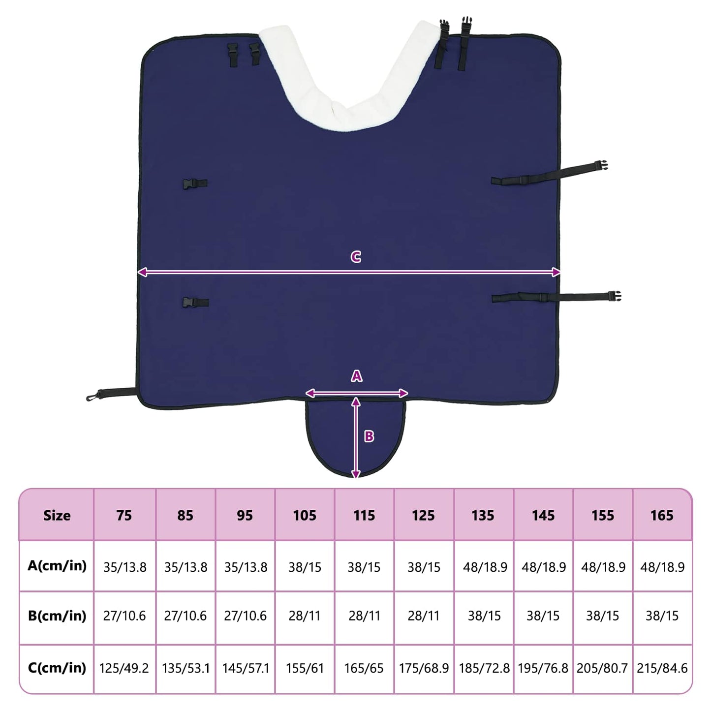 Horse Blanket Navy Blue 115 cm Polar fleece