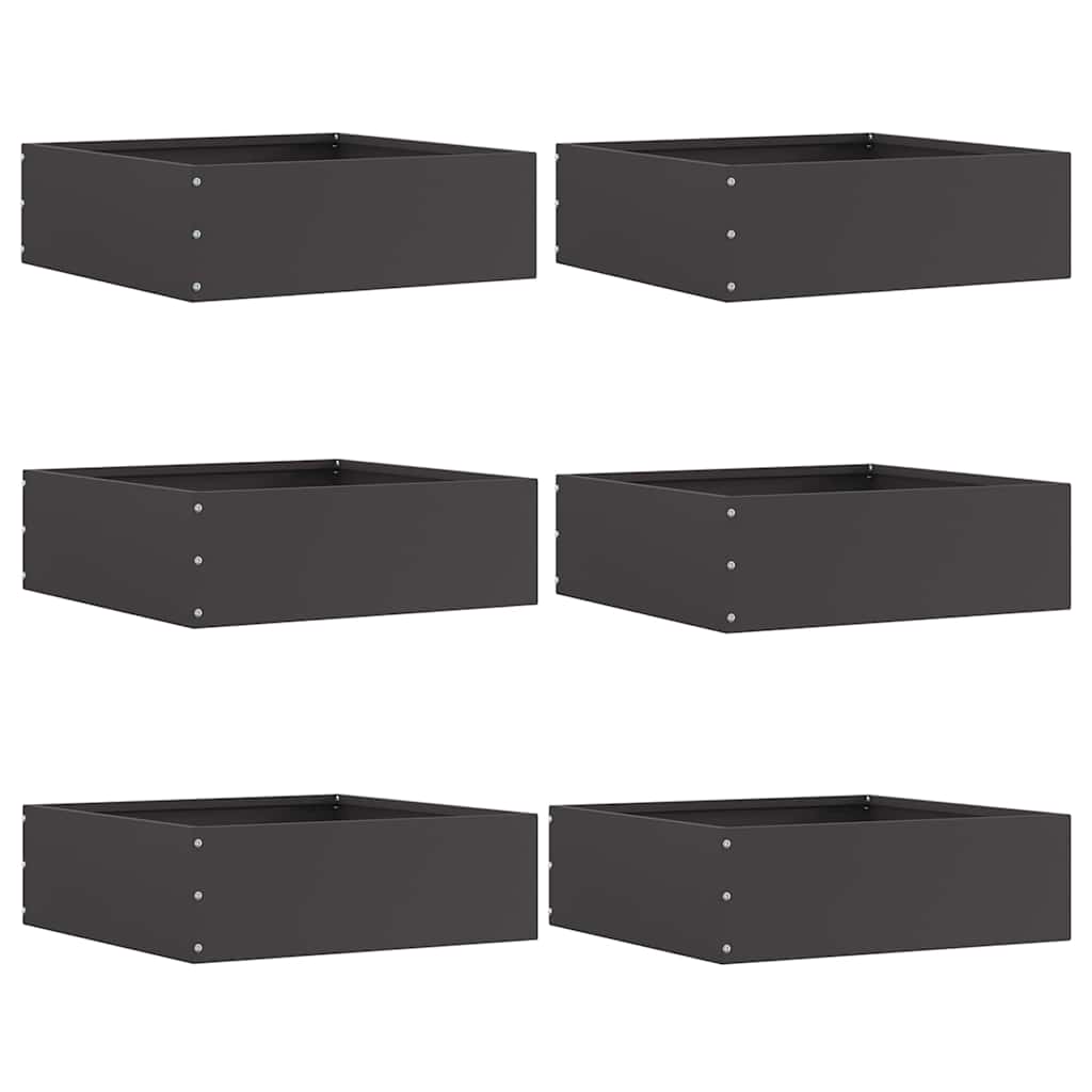 Lawn Edging 6 pcs Black 40 x 40 x 13 cm Steel