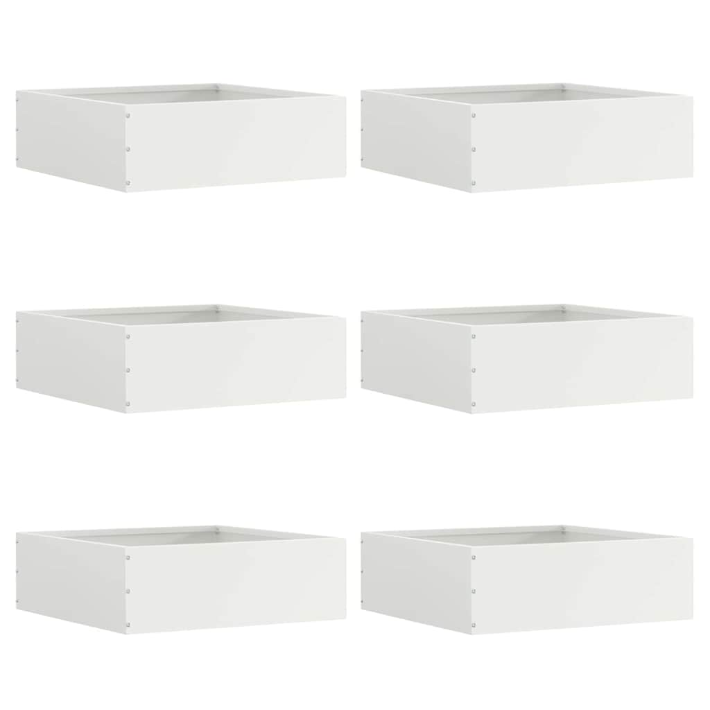 Lawn Edging 6 pcs White 40 x 40 x 13 cm Steel