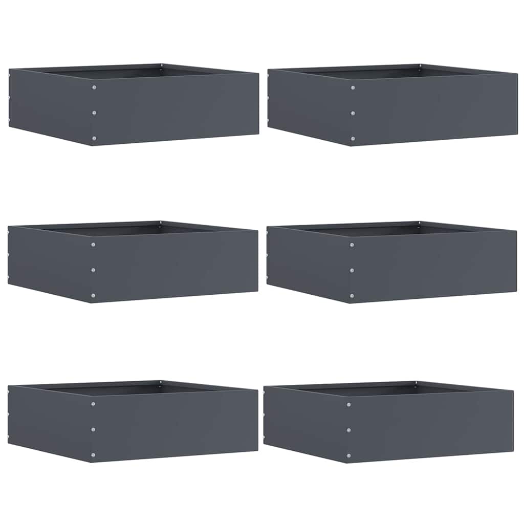 Lawn Edging 6 pcs Anthracite 40 x 40 x 13 cm Steel