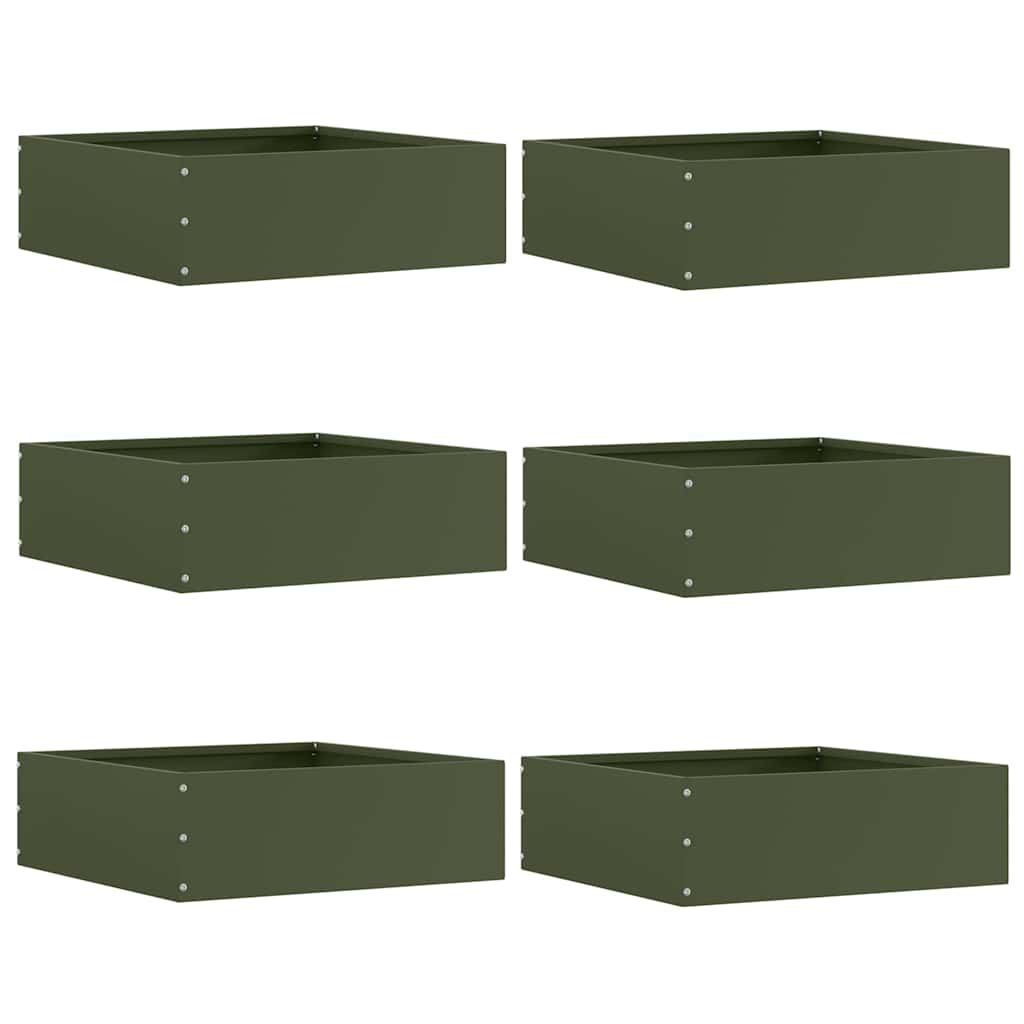 Lawn Edging 6 pcs Olive Green 40 x 40 x 13 cm Steel