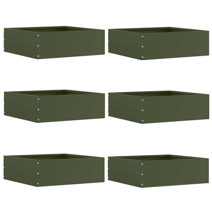 Lawn Edging 6 pcs Olive Green 40 x 40 x 13 cm Steel
