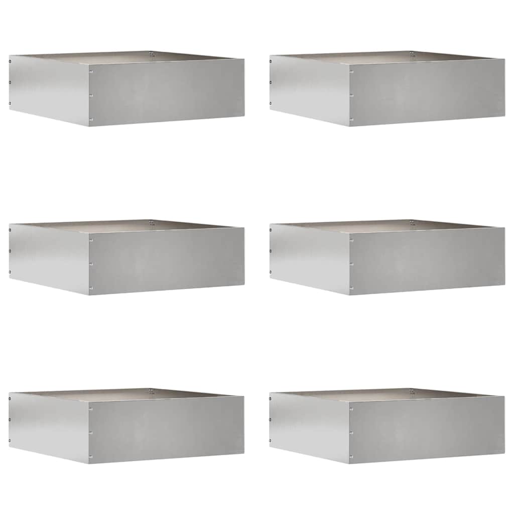 Lawn Edging 6 pcs 40 x 40 x 13 cm Stainless Steel Silver
