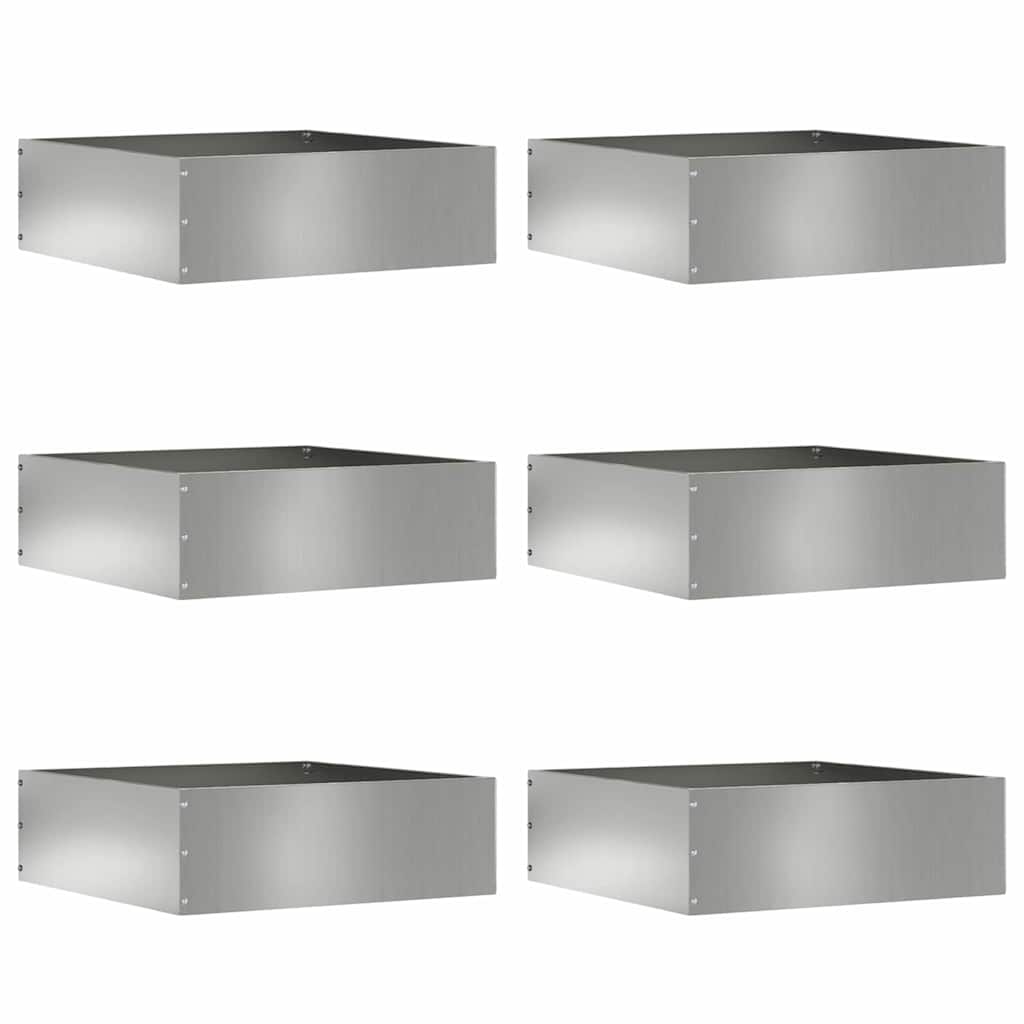Lawn Edging 6 pcs 40 x 40 x 13 cm Galvanised Steel Silver