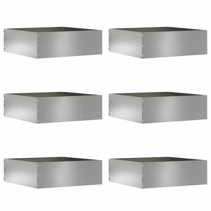 Lawn Edging 6 pcs 40 x 40 x 13 cm Galvanised Steel Silver