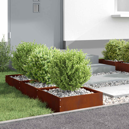 Lawn Edging 6 pcs Rusty 40 x 40 x 13 cm Weathering Steel