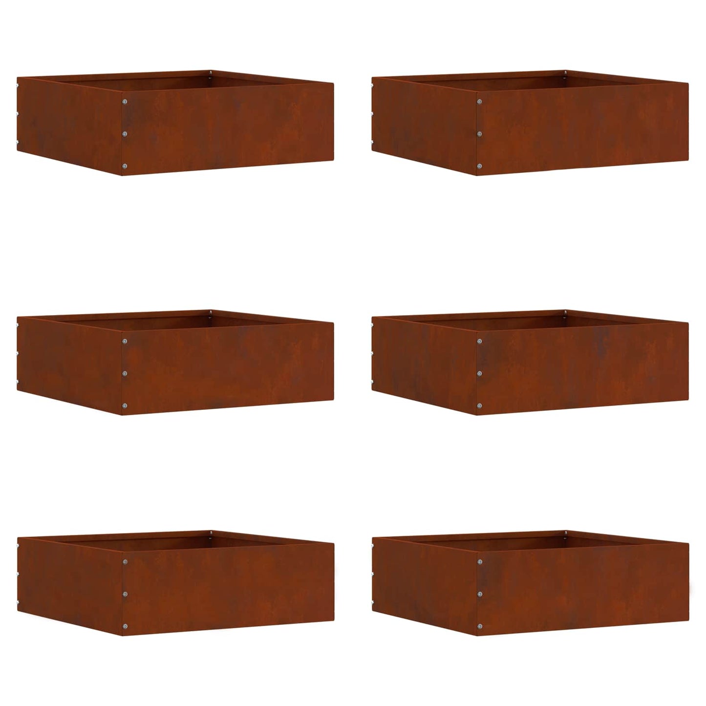 Lawn Edging 6 pcs Rusty 40 x 40 x 13 cm Weathering Steel